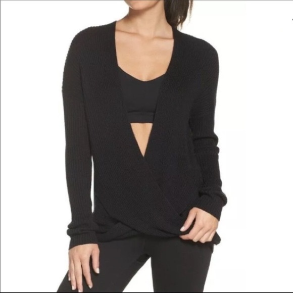Zella Sweaters - Zella Black Twist Cross Front Drop neck Sweater